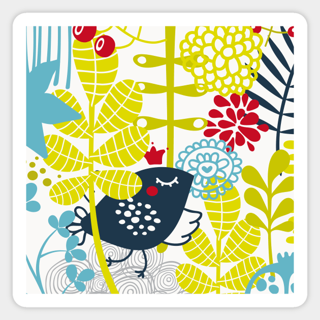 standard of flowers and birds Sticker by alexrow